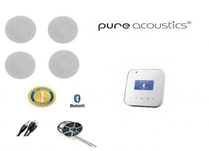 חבילה: רמקולים שקועים 163-6T PureAcoustics + רסיבר Bluetooth PureAcoustics + כבלים