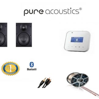 חבילה: זוג רמקולים שקועים SSL-522 PureAcoustics + רסיבר Bluetooth PureAcoustics + כבלים