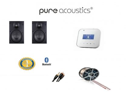 חבילה:  זוג רמקולים שקועים SSL-522 PureAcoustics + רסיבר Bluetooth PureAcoustics + כבלים