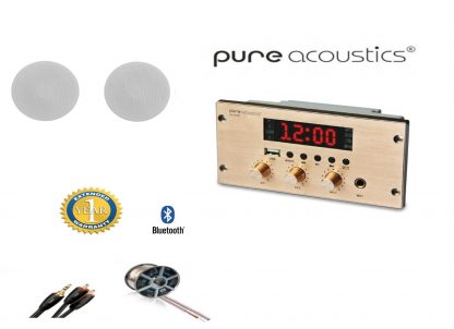 חבילה:  זוג רמקולים שקועים HSR109-5T PureAcoustics + רסיבר Bluetooth PureAcoustics + כבלים