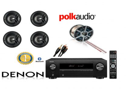 חבילה: רמקולים שקועים Polk Audio v60 +  רסיבר Denon + כבלים